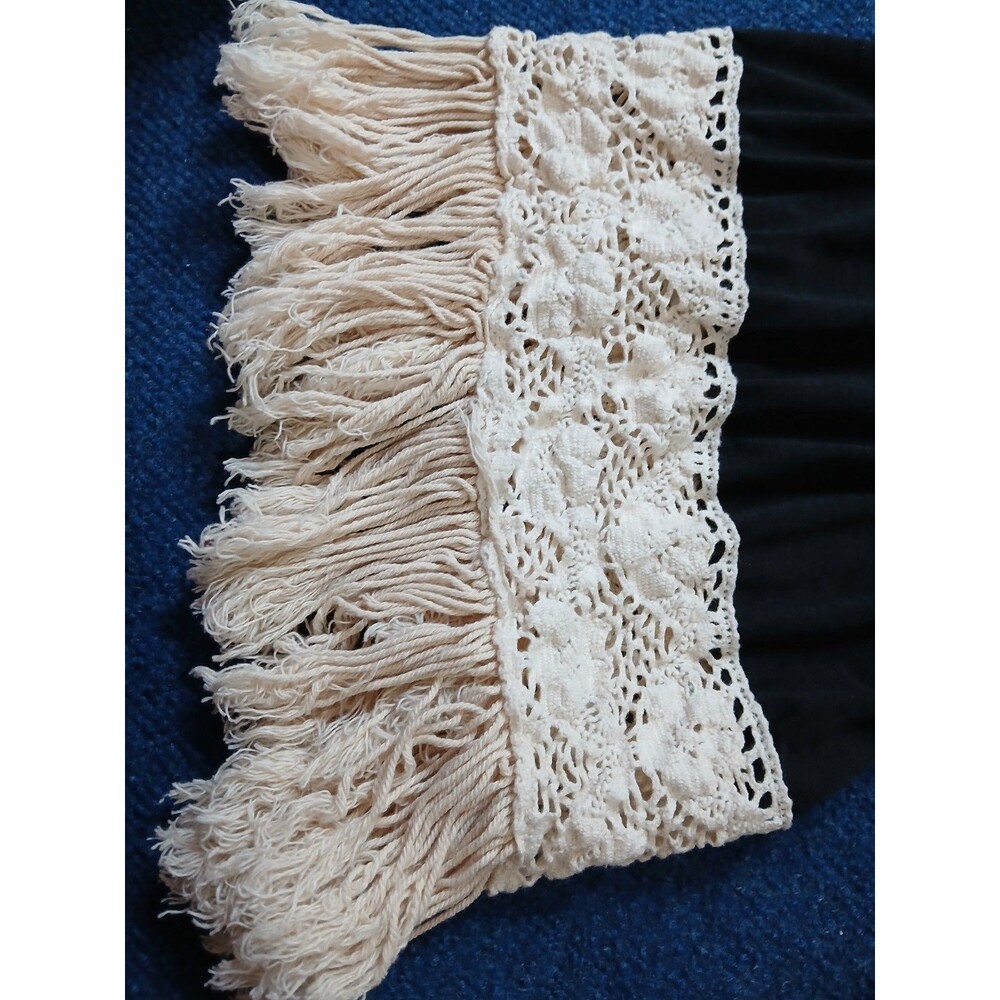 Black Boho/Western Style Dress Fringe Flare Sleeves Large NWOT - Picture 5 of 10